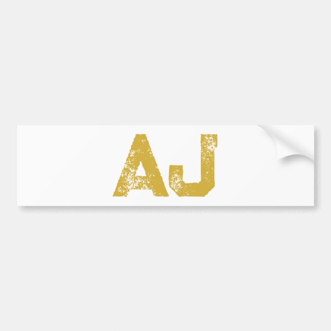 Initial Letters Monogram Gold Color Plain Simple Bumper Sticker (Front)