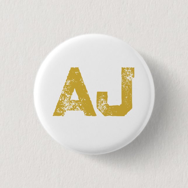 Initial Letters Monogram Gold Color Plain Simple Button (Front)