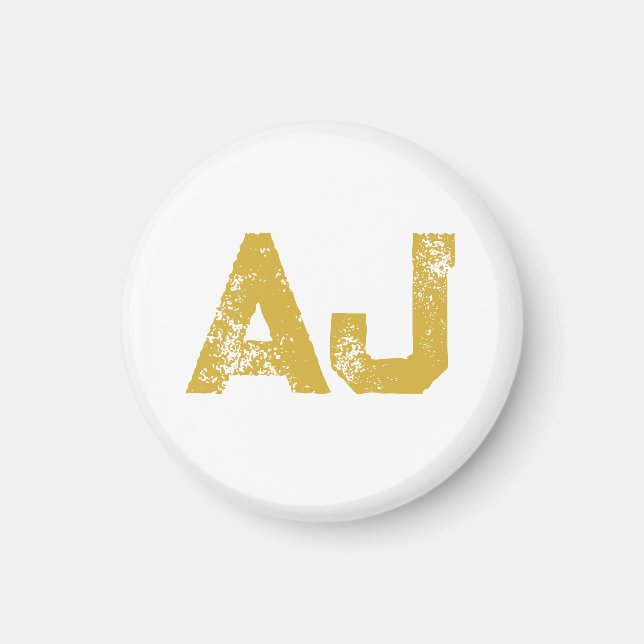 Initial Letters Monogram Gold Color Plain Simple Magnet (Front)