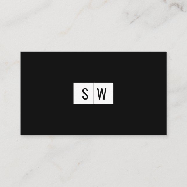 Initial Logo Minimal Modern Sleek Black Business Card (Front)