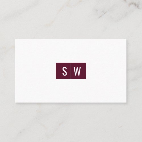 Initial Logo Minimal Modern Sleek Burgundy Business Card