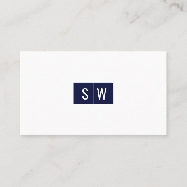 Initial Logo Minimal Modern Sleek Navy Business Card (Front)