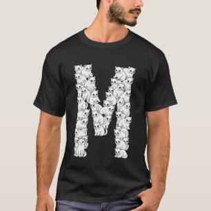 Initial M Capital Letter Funny Cat Lover Feline Ki T-Shirt