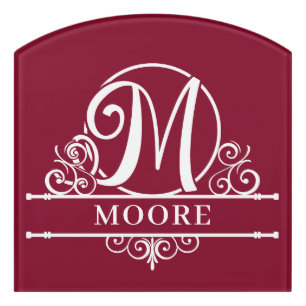 Initial M Family Name Split Monogram Door Sign