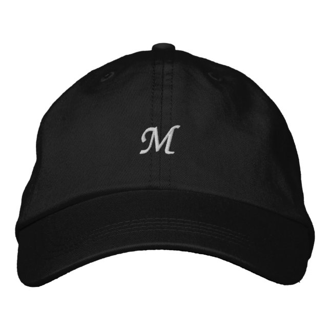 Initial “M” Monogram adding a Personalized-Hat  Embroidered Baseball Cap (Front)