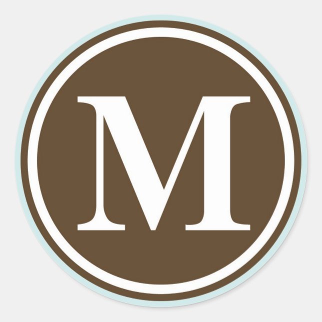 Initial M monogram circle letter seal party favor (Front)