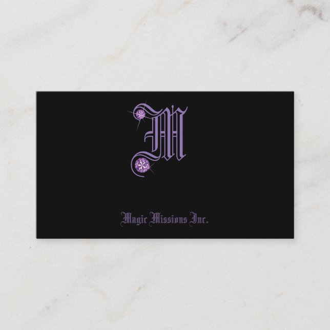 Initial M Purple Rhinestone Jewelers Business Card (Front)