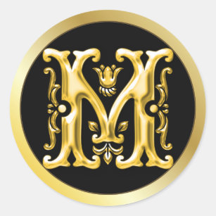 Golden Monogram Crown Initial Letter M Sticker for Sale by taherismail