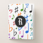 [ Thumbnail: Initial + Many Colorful Music Notes and Symbols Pocket Folder ]