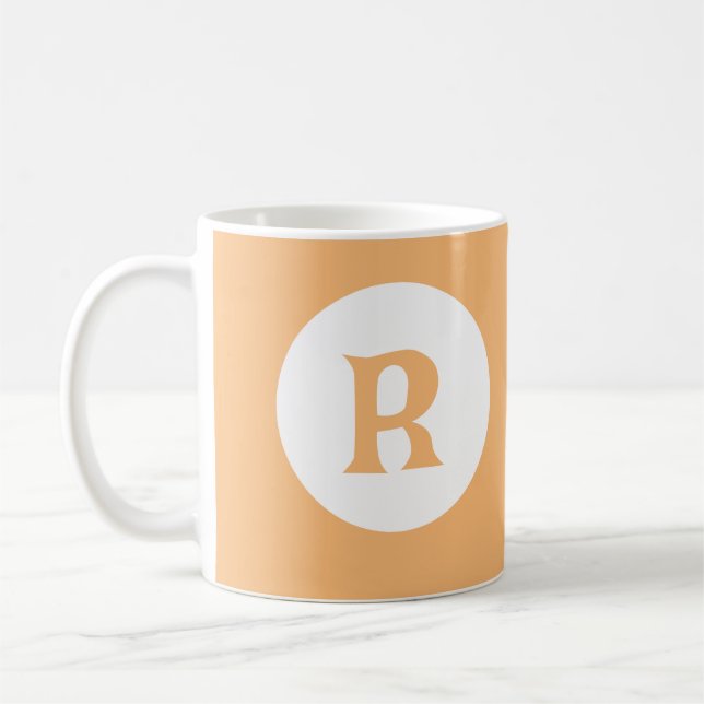 Initial Melon Orange Monogram Coffee Mug (Left)