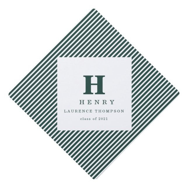 initial modern monogram greengraduation cap topper (Front)