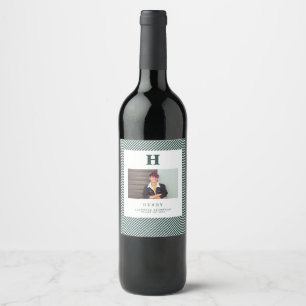 initial modern monogram photo green wine label