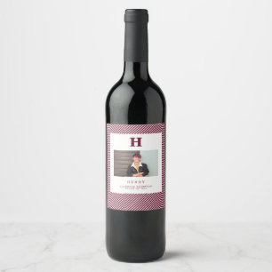 initial modern monogram photo wine label