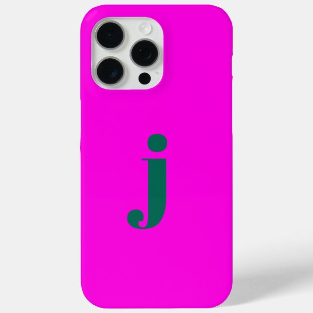 Initial Modern Simple Monogram Hot Pink  Case-Mate iPhone Case (Back)