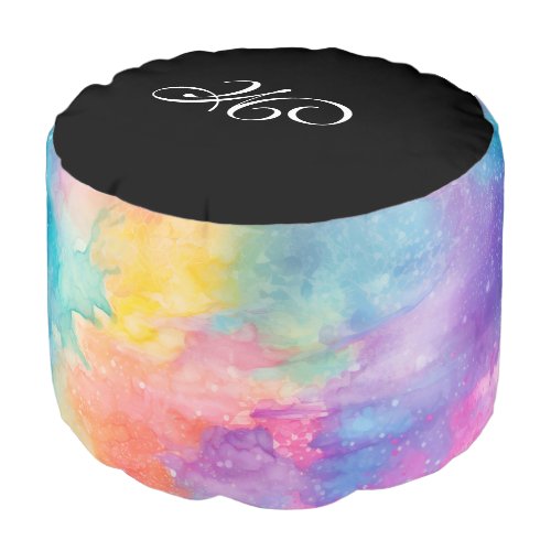 *~*  Initial MONOGRAM Abstract Rainbow Colorful Pouf