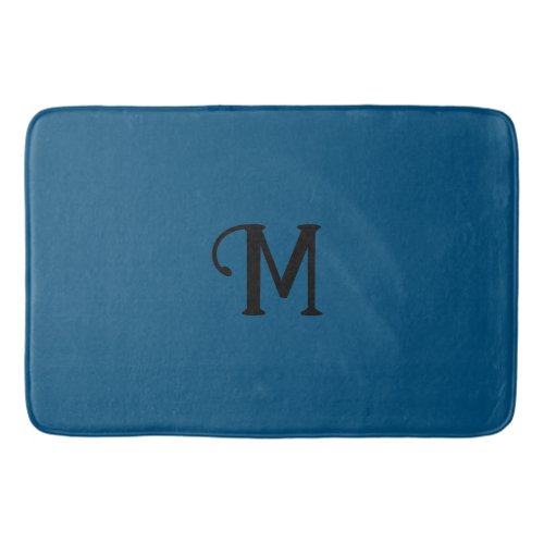 Initial Monogram Agate Blue Jewel Tone Solid Color Bath Mat