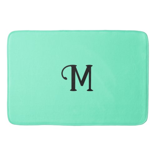 Initial Monogram Aquamarine Jewel Tone Solid Color Bath Mat