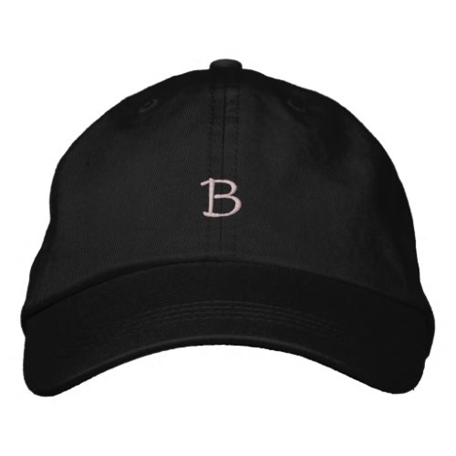 Initial Monogram B Letter Black Embroidered Hat