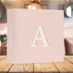 Initial Monogram Blush Pink Vintage Typography 3 Ring Binder<br><div class="desc">A simple minimalist initial design using a vintage retro typography in white with a gold shadow on a blush pink background. The letter can easily be customized to create your own monogram design!</div>