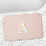 Initial Monogram Blush Pink Vintage Typography Bath Mat<br><div class="desc">A simple minimalist initial design using a vintage retro typography in white with a gold shadow on a blush pink background. The letter can easily be customized to create your own monogram design!</div>