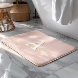 Initial Monogram Blush Pink Vintage Typography Bath Mat
