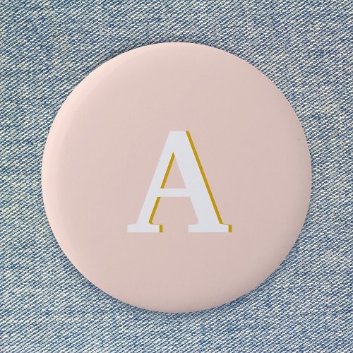 Initial Monogram Blush Pink Vintage Typography Button
