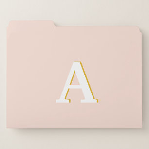 Initial Monogram Blush Pink Vintage Typography File Folder