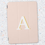 Initial Monogram Blush Pink Vintage Typography iPad Air Cover<br><div class="desc">A simple minimalist initial design using a vintage retro typography in white with a gold shadow on a blush pink background. The letter can easily be customized to create your own monogram design!</div>