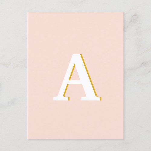 Initial Monogram Blush Pink Vintage Typography Postcard