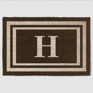 Initial Monogram Border Coir Doormat Fiber Doormat