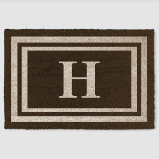 Initial Monogram Border Coir Doormat Fiber Doormat