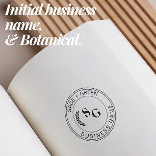 Initial Monogram Business Botanical Leave Round  Self-inking Stamp