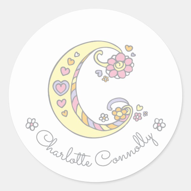 Initial monogram C custom name id name stickers (Front)