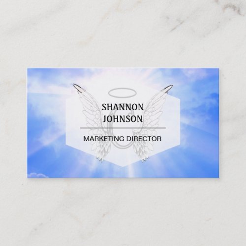 Initial Monogram C With Angel Wings Halo Clouds Business Card