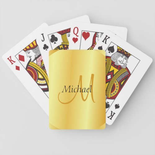 Initial Monogram Custom Elegant Gold Template Playing Cards