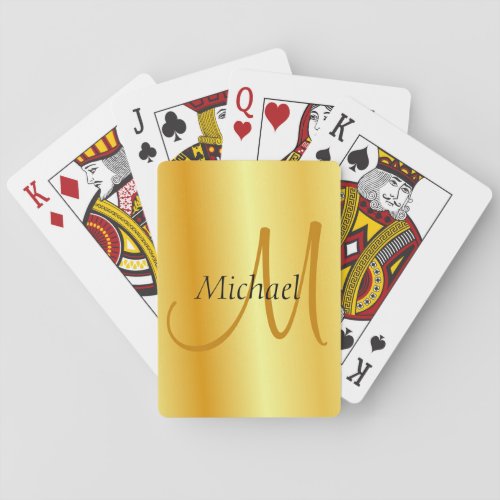 Initial Monogram Elegant Faux Gold Template Custom Playing Cards