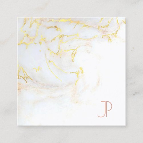 Initial Monogram Elegant Gold Marble Luxury Modern Square Business Card