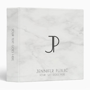 Initial Monogram Elegant Marble Customizable 3 Ring Binder