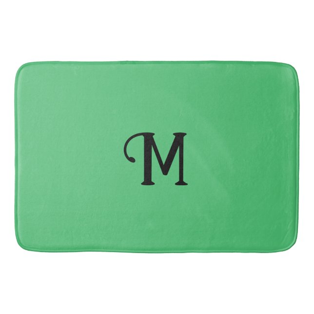 Initial Monogram Emerald Jewel Tone Solid Color Bath Mat (Front)