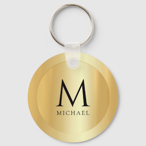 Initial Monogram Faux Gold Name Elegant Template Keychain