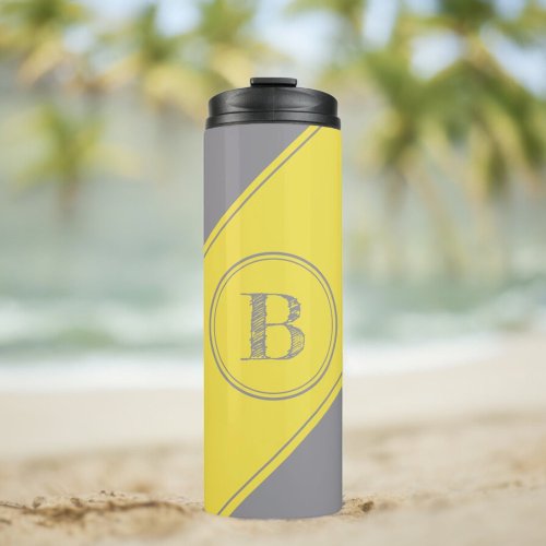 Initial Monogram Geometric Diagonal Gray Yellow