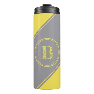 Initial Monogram Geometric Diagonal Gray Yellow