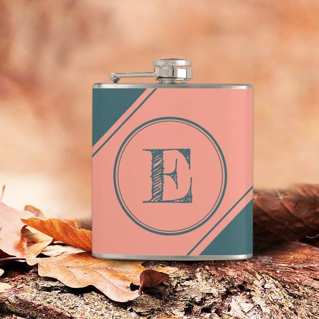 Initial Monogram Geometric Diagonal Green Flask (Creator Uploaded)