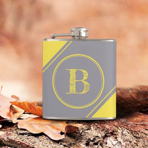 Initial Monogram Geometric Diagonal Yellow Gray