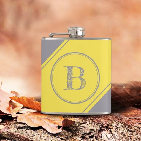 Initial Monogram Geometric Diagonal Yellow Gray