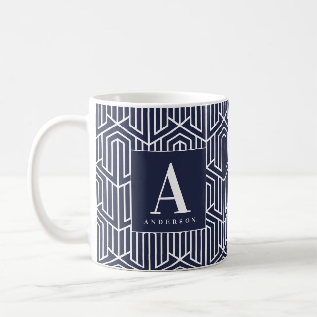 Initial / monogram geometric pattern coffee mug (Left)