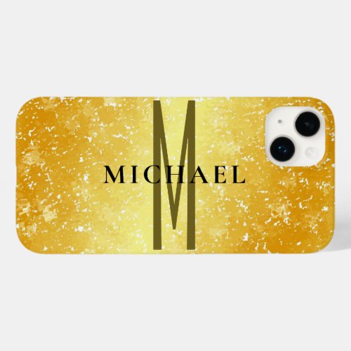 Initial monogram gold color plain add your name Case_Mate iPhone 14 plus case