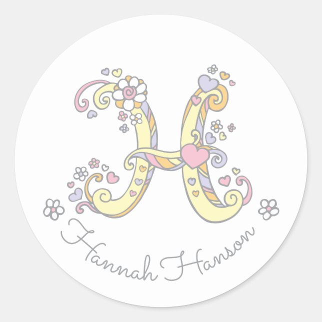 Initial monogram H custom name id name stickers (Front)