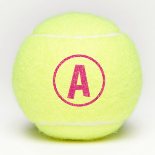 Initial Monogram in Hot Pink Circle - Personalize Tennis Balls