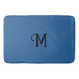 Initial Monogram Lapis Jewel Tone Solid Color Bath Mat
